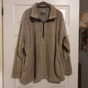 Vintage 1990s Elko Mens XL Tan Textured Fleece 1/4 Zip Pull Over Cozy Sweater